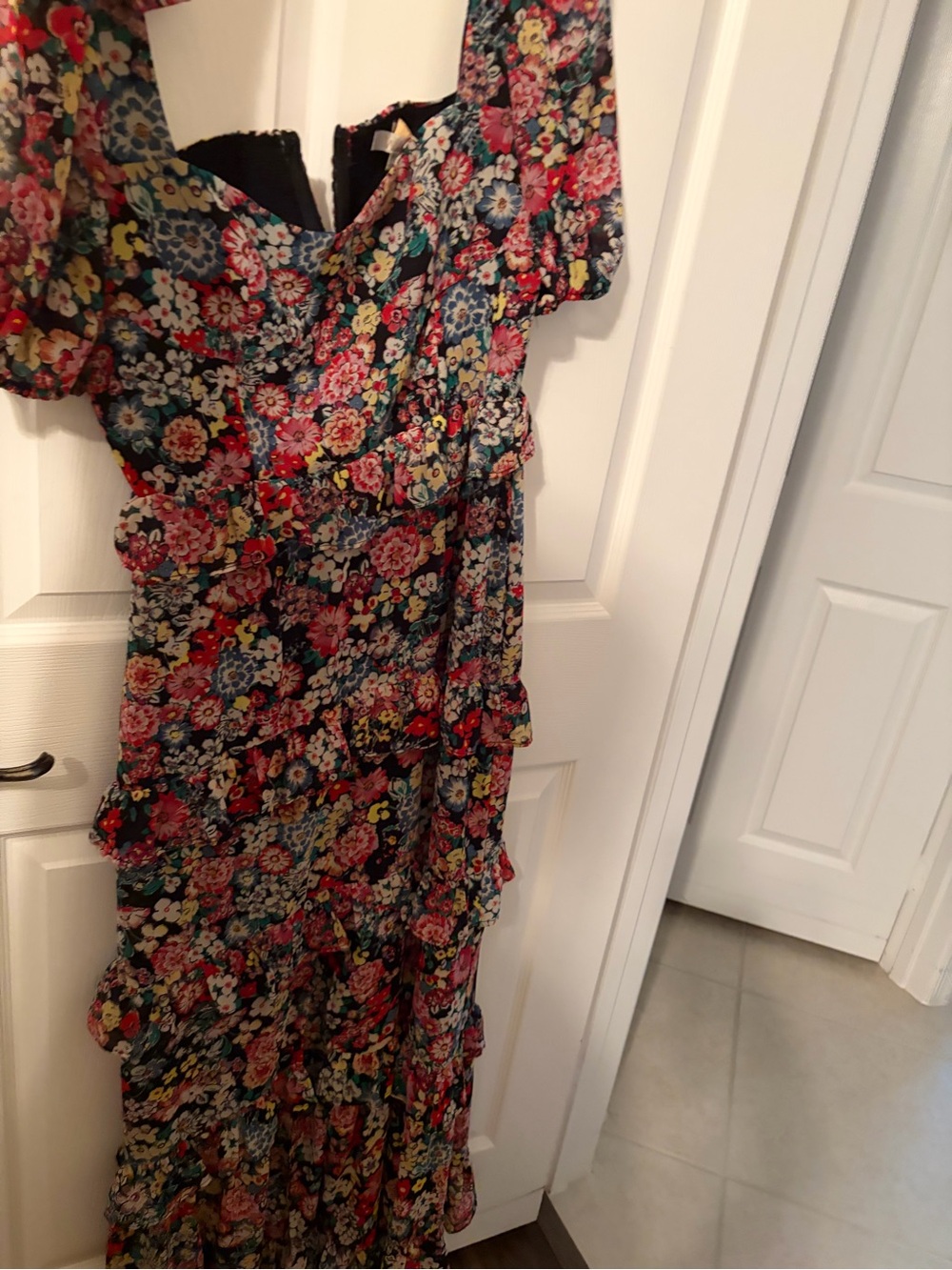 Wayf Floral Ruffle Maxi Dress in Multi-Color